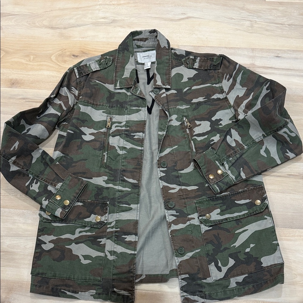 Forever 21 Camouflage Button-Up Jacket